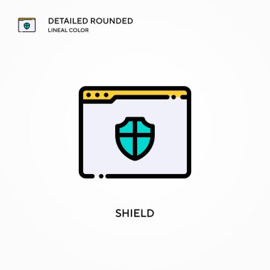 Kalkan vektör simgesi. Modern vektör illüstrasyon kavramları. Düzenlemesi ve kişiselleştirmesi kolay.