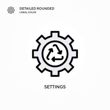Ayarlar vektör simgesi. Modern vektör illüstrasyon kavramları. Düzenlemesi ve kişiselleştirmesi kolay.
