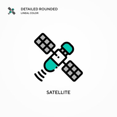 Uydu vektör simgesi. Modern vektör illüstrasyon kavramları. Düzenlemesi ve kişiselleştirmesi kolay.
