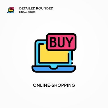 Çevrimiçi alışveriş vektör simgesi. Modern vektör illüstrasyon kavramları. Düzenlemesi ve kişiselleştirmesi kolay.