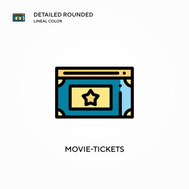 Sinema biletleri vektör simgesi. Modern vektör illüstrasyon kavramları. Düzenlemesi ve kişiselleştirmesi kolay.