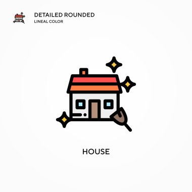 Ev vektör simgesi. Modern vektör illüstrasyon kavramları. Düzenlemesi ve kişiselleştirmesi kolay.