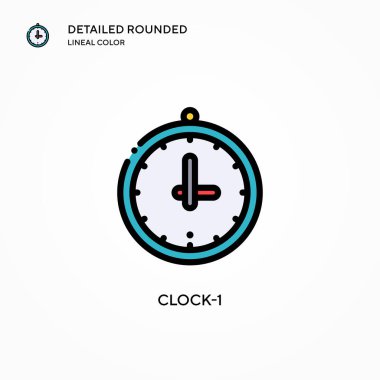 Saat-1 vektör simgesi. Modern vektör illüstrasyon kavramları. Düzenlemesi ve kişiselleştirmesi kolay.