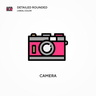 Kamera vektör simgesi. Modern vektör illüstrasyon kavramları. Düzenlemesi ve kişiselleştirmesi kolay.