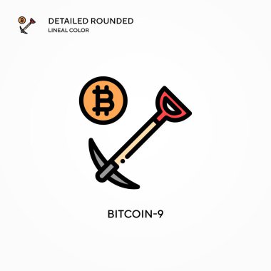 Bitcoin-9 vektör simgesi. Modern vektör illüstrasyon kavramları. Düzenlemesi ve kişiselleştirmesi kolay.