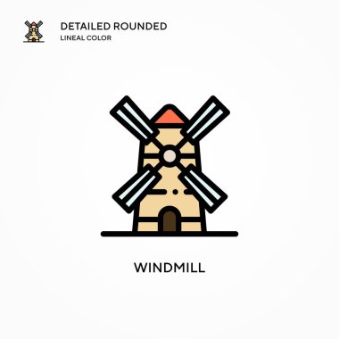 Yel değirmeni ikonu. Modern vektör illüstrasyon kavramları. Düzenlemesi ve kişiselleştirmesi kolay.