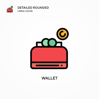 Cüzdan vektör simgesi. Modern vektör illüstrasyon kavramları. Düzenlemesi ve kişiselleştirmesi kolay.