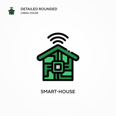 Akıllı ev vektör simgesi. Modern vektör illüstrasyon kavramları. Düzenlemesi ve kişiselleştirmesi kolay.