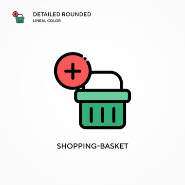Alışveriş sepeti vektör simgesi. Modern vektör illüstrasyon kavramları. Düzenlemesi ve kişiselleştirmesi kolay.