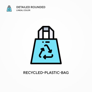 Geri dönüşümlü plastik torba vektör simgesi. Modern vektör illüstrasyon kavramları. Düzenlemesi ve kişiselleştirmesi kolay.