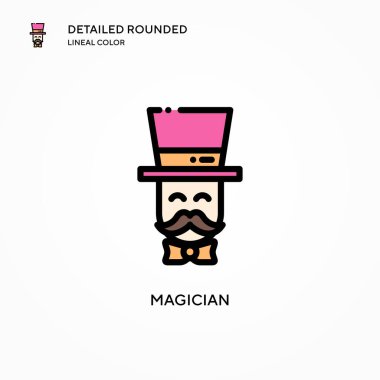 Sihirbaz vektör simgesi. Modern vektör illüstrasyon kavramları. Düzenlemesi ve kişiselleştirmesi kolay.