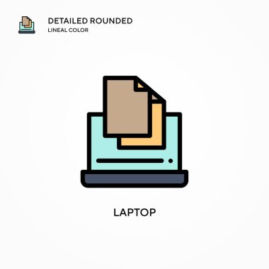 Laptop vektör simgesi. Modern vektör illüstrasyon kavramları. Düzenlemesi ve kişiselleştirmesi kolay.