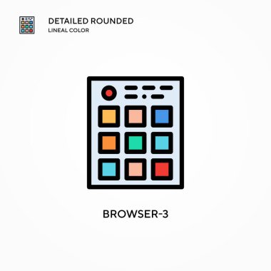 Tarayıcı-3 vektör simgesi. Modern vektör illüstrasyon kavramları. Düzenlemesi ve kişiselleştirmesi kolay.
