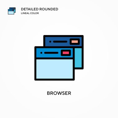 Tarayıcı vektör simgesi. Modern vektör illüstrasyon kavramları. Düzenlemesi ve kişiselleştirmesi kolay.