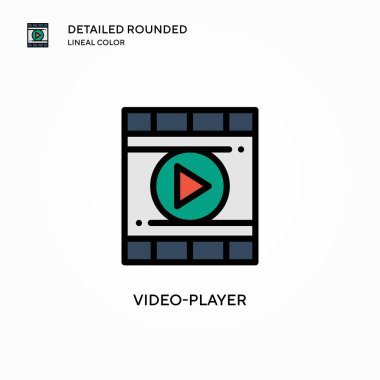 Video oynatıcı vektör simgesi. Modern vektör illüstrasyon kavramları. Düzenlemesi ve kişiselleştirmesi kolay.