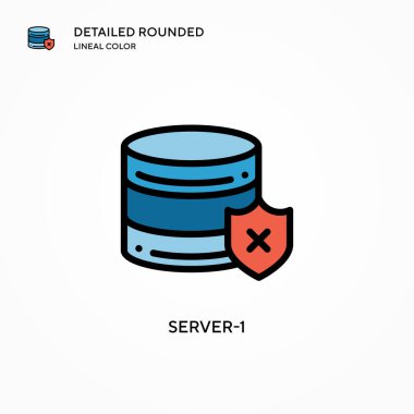 Sunucu-1 vektör simgesi. Modern vektör illüstrasyon kavramları. Düzenlemesi ve kişiselleştirmesi kolay.
