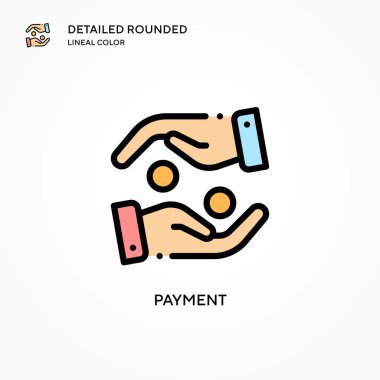 Ödeme vektör simgesi. Modern vektör illüstrasyon kavramları. Düzenlemesi ve kişiselleştirmesi kolay.