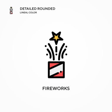 Havai fişek vektör simgesi. Modern vektör illüstrasyon kavramları. Düzenlemesi ve kişiselleştirmesi kolay.