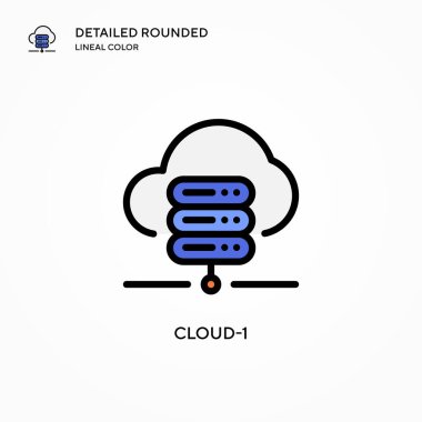 Bulut-1 vektör simgesi. Modern vektör illüstrasyon kavramları. Düzenlemesi ve kişiselleştirmesi kolay.