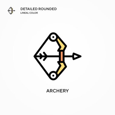 Okçuluk vektör simgesi. Modern vektör illüstrasyon kavramları. Düzenlemesi ve kişiselleştirmesi kolay.
