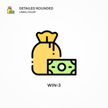 Win-3 vektör simgesi. Modern vektör illüstrasyon kavramları. Düzenlemesi ve kişiselleştirmesi kolay.