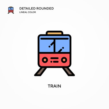 Tren vektör simgesi. Modern vektör illüstrasyon kavramları. Düzenlemesi ve kişiselleştirmesi kolay.