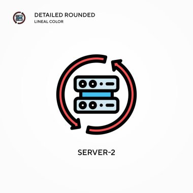 Sunucu-2 vektör simgesi. Modern vektör illüstrasyon kavramları. Düzenlemesi ve kişiselleştirmesi kolay.