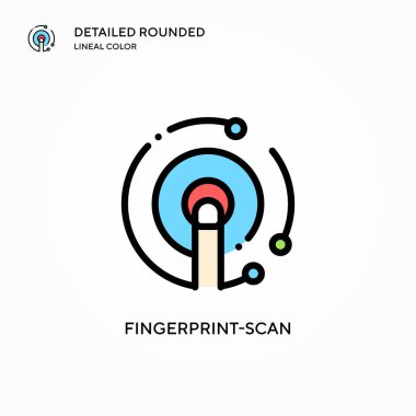 Parmak izi tarama vektör simgesi. Modern vektör illüstrasyon kavramları. Düzenlemesi ve kişiselleştirmesi kolay.
