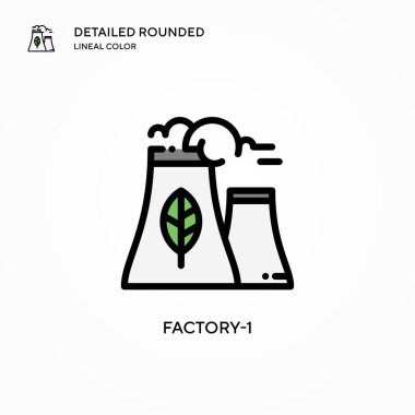 Fabrika-1 vektör simgesi. Modern vektör illüstrasyon kavramları. Düzenlemesi ve kişiselleştirmesi kolay.