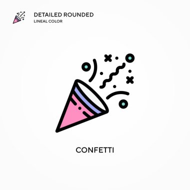 Konfeti vektör simgesi. Modern vektör illüstrasyon kavramları. Düzenlemesi ve kişiselleştirmesi kolay.