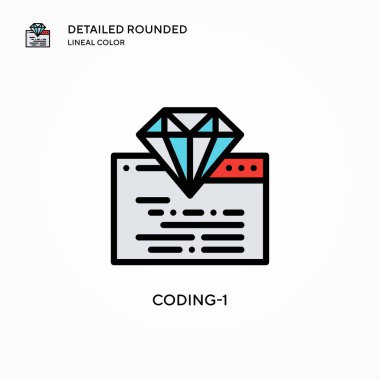 Kodlama-1 vektör simgesi. Modern vektör illüstrasyon kavramları. Düzenlemesi ve kişiselleştirmesi kolay.