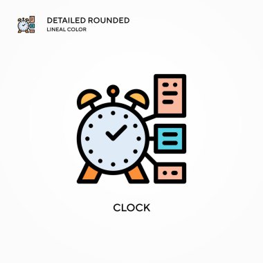 Saat vektör simgesi. Modern vektör illüstrasyon kavramları. Düzenlemesi ve kişiselleştirmesi kolay.