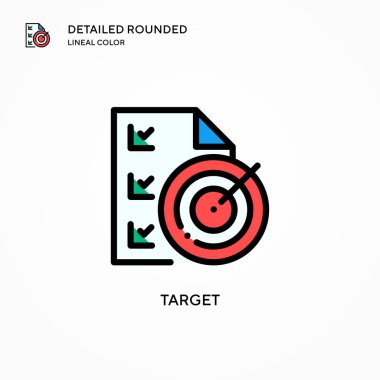 Hedef vektör simgesi. Modern vektör illüstrasyon kavramları. Düzenlemesi ve kişiselleştirmesi kolay.