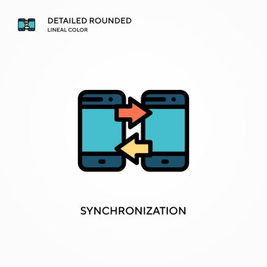 Senkronizasyon vektör simgesi. Modern vektör illüstrasyon kavramları. Düzenlemesi ve kişiselleştirmesi kolay.