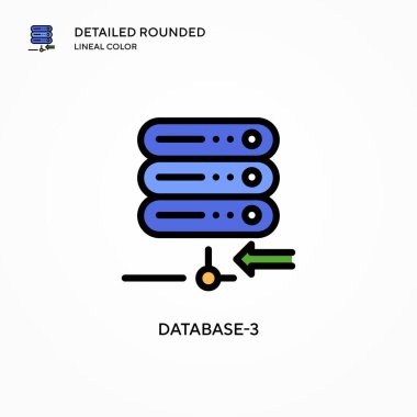 Veritabanı 3 vektör simgesi. Modern vektör illüstrasyon kavramları. Düzenlemesi ve kişiselleştirmesi kolay.