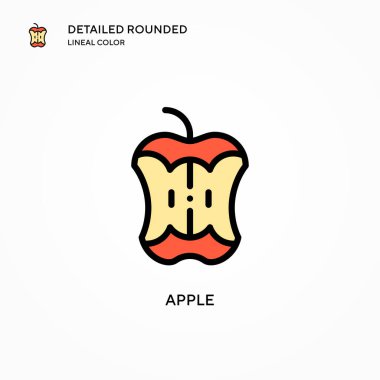 Elma vektör simgesi. Modern vektör illüstrasyon kavramları. Düzenlemesi ve kişiselleştirmesi kolay.