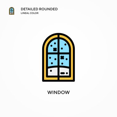 Pencere vektör simgesi. Modern vektör illüstrasyon kavramları. Düzenlemesi ve kişiselleştirmesi kolay.