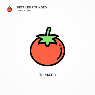 Domates vektör simgesi. Modern vektör illüstrasyon kavramları. Düzenlemesi ve kişiselleştirmesi kolay.