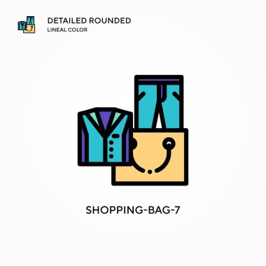 Alışveriş torbası 7 vektör simgesi. Modern vektör illüstrasyon kavramları. Düzenlemesi ve kişiselleştirmesi kolay.