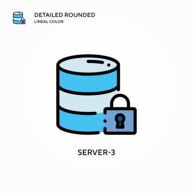 Sunucu-3 vektör simgesi. Modern vektör illüstrasyon kavramları. Düzenlemesi ve kişiselleştirmesi kolay.