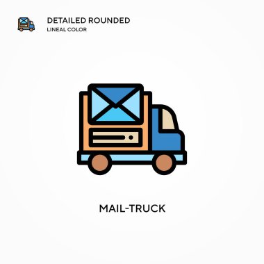Posta kamyonu vektör simgesi. Modern vektör illüstrasyon kavramları. Düzenlemesi ve kişiselleştirmesi kolay.