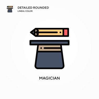 Sihirbaz vektör simgesi. Modern vektör illüstrasyon kavramları. Düzenlemesi ve kişiselleştirmesi kolay.