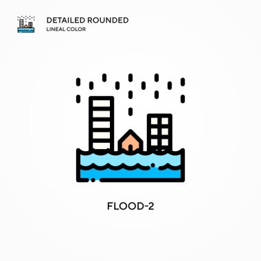 Flood-2 vektör simgesi. Modern vektör illüstrasyon kavramları. Düzenlemesi ve kişiselleştirmesi kolay.