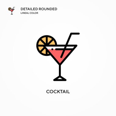 Kokteyl vektör simgesi. Modern vektör illüstrasyon kavramları. Düzenlemesi ve kişiselleştirmesi kolay.