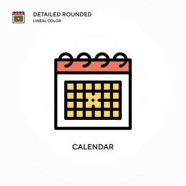 Takvim vektör simgesi. Modern vektör illüstrasyon kavramları. Düzenlemesi ve kişiselleştirmesi kolay.