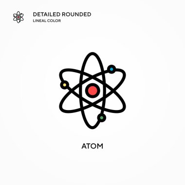 Atom vektör simgesi. Modern vektör illüstrasyon kavramları. Düzenlemesi ve kişiselleştirmesi kolay.