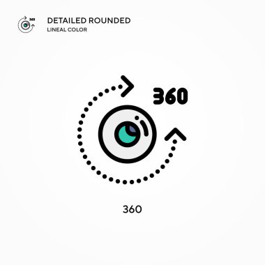 360 vektör simgesi. Modern vektör illüstrasyon kavramları. Düzenlemesi ve kişiselleştirmesi kolay.