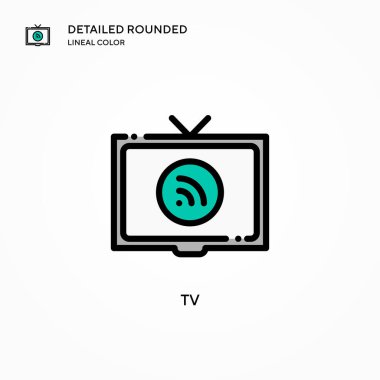 TV vektör simgesi. Modern vektör illüstrasyon kavramları. Düzenlemesi ve kişiselleştirmesi kolay.