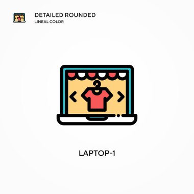 Laptop-1 vektör simgesi. Modern vektör illüstrasyon kavramları. Düzenlemesi ve kişiselleştirmesi kolay.
