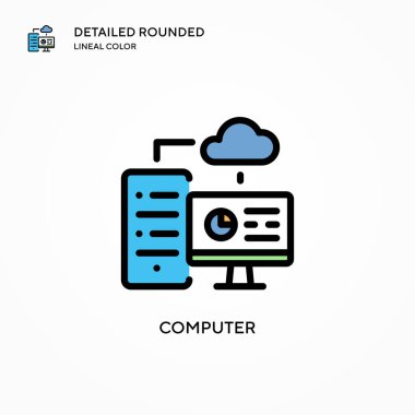 Bilgisayar vektör simgesi. Modern vektör illüstrasyon kavramları. Düzenlemesi ve kişiselleştirmesi kolay.